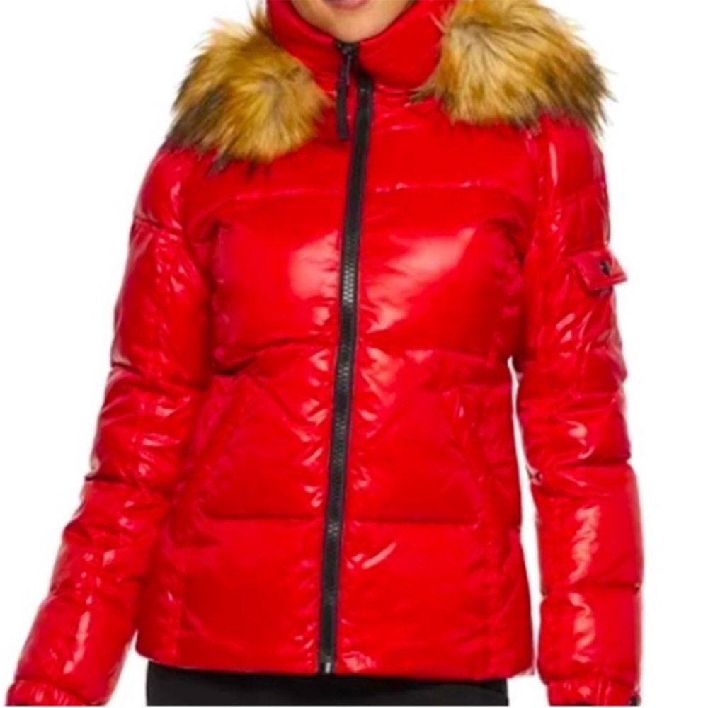 NWT S13 red puff coat with fur hood